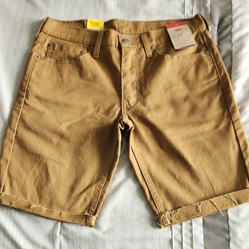Levi's Tan Jean Shorts Rolled Hem